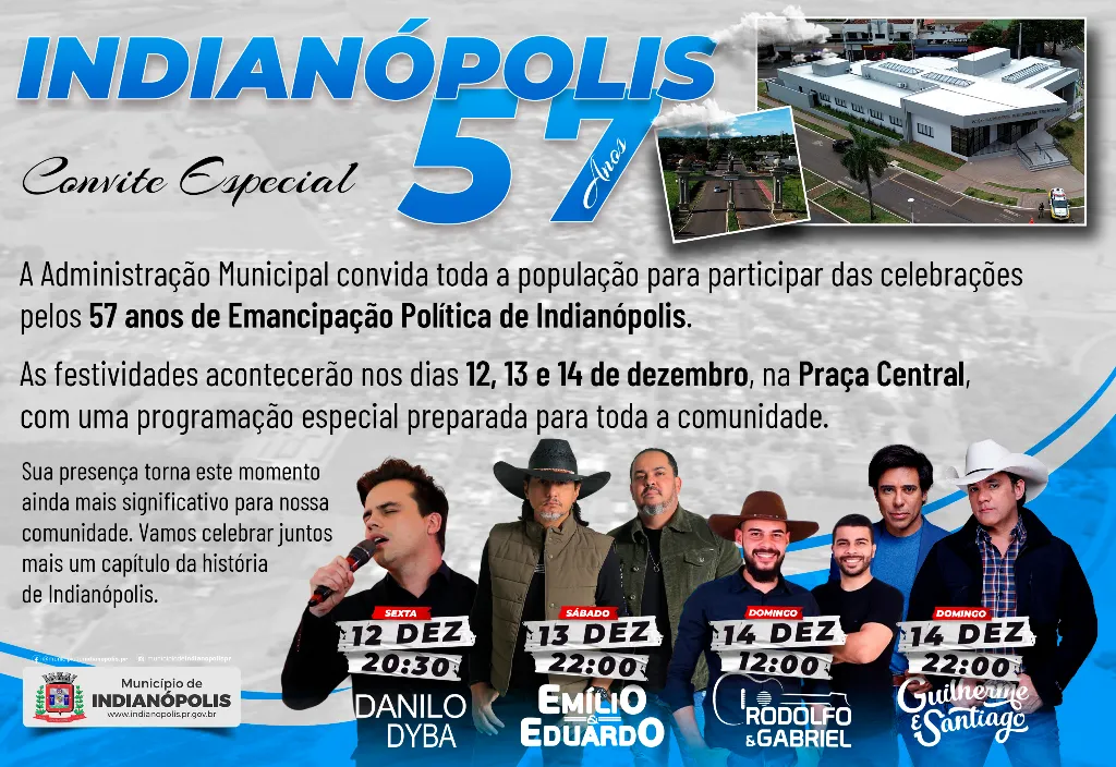 CONVITE ESPECIAL – 57º ANIVERSÁRIO DE INDIANÓPOLIS